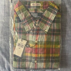 Polo by Ralph Lauren Men's Green and Red Plaid Shirt